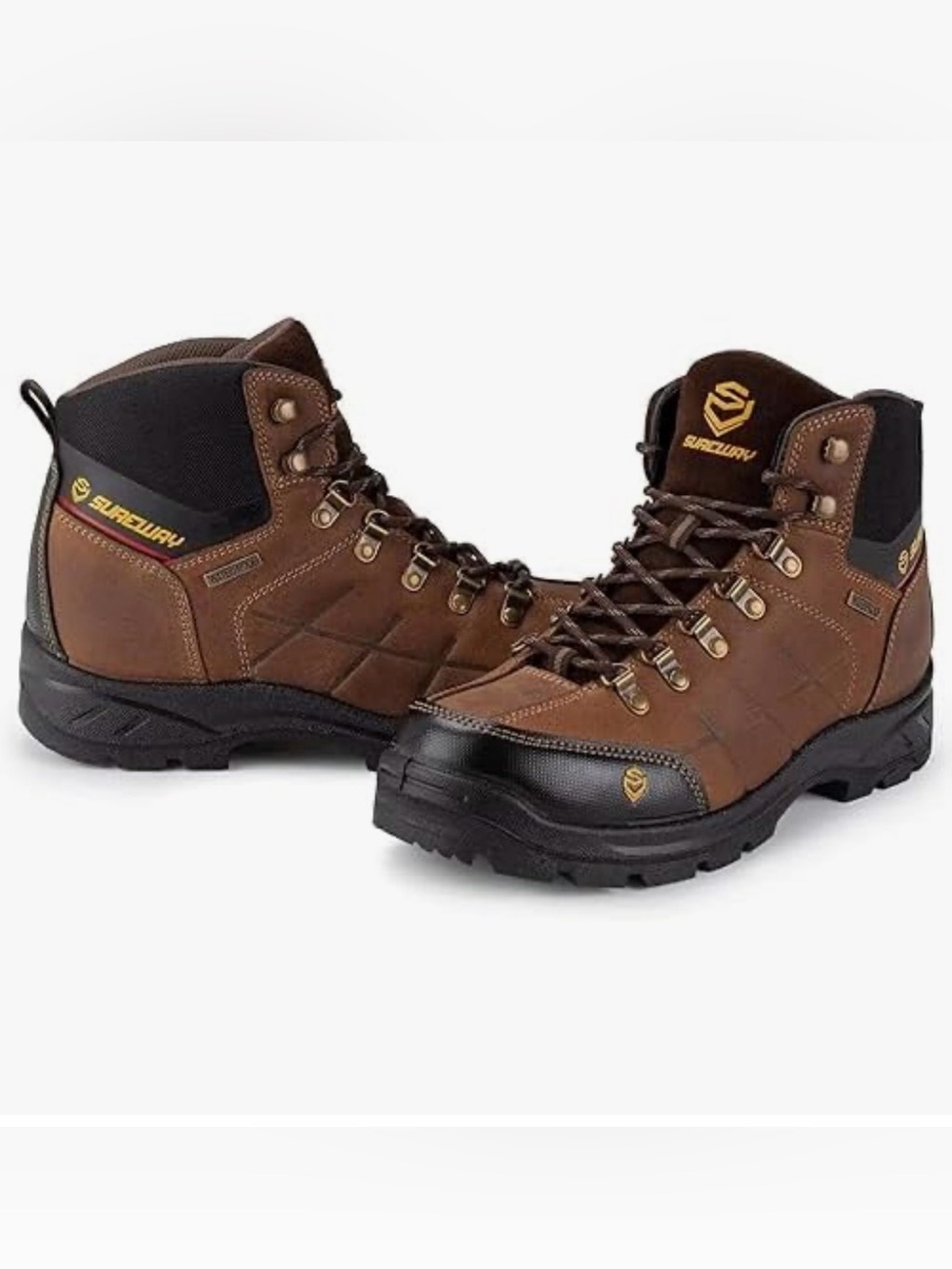 SUREWAY Mens Waterproof Steel Toe Work Boots/Shoes for Men Genuine Leather Sz 7